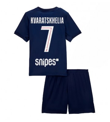 Paris Saint-Germain Khvicha Kvaratskhelia #7 Hemmaställ Barn 2025-26 Kortärmad (+ Korta byxor)